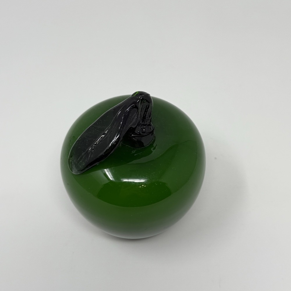 Vintage Murano Style Hand Blown Glass Green Apple Life Size Fruit